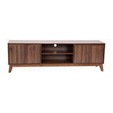 Hatfield Mid-Century Modern TV Stand in Walnut for 65+ Inch TV's - 70 Inch Media Center with Adjustable Center Shelf and Dual Soft Close Doors