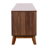 Hatfield Mid-Century Modern TV Stand in Walnut for 65+ Inch TV's - 70 Inch Media Center with Adjustable Center Shelf and Dual Soft Close Doors
