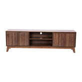 Hatfield Mid-Century Modern TV Stand in Walnut for 65+ Inch TV's - 70 Inch Media Center with Adjustable Center Shelf and Dual Soft Close Doors