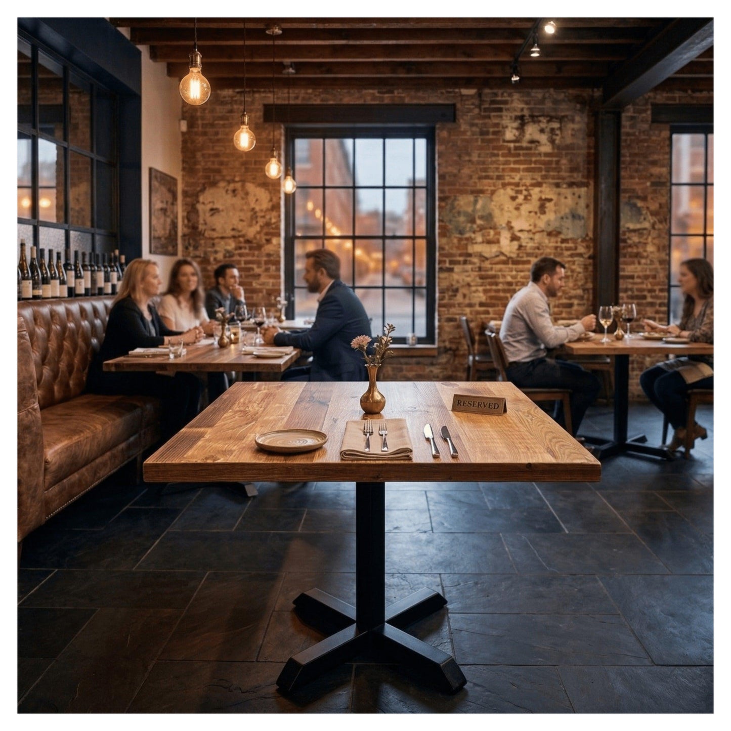 Weathered Reclaimed Wood Tabletop in Light Brown