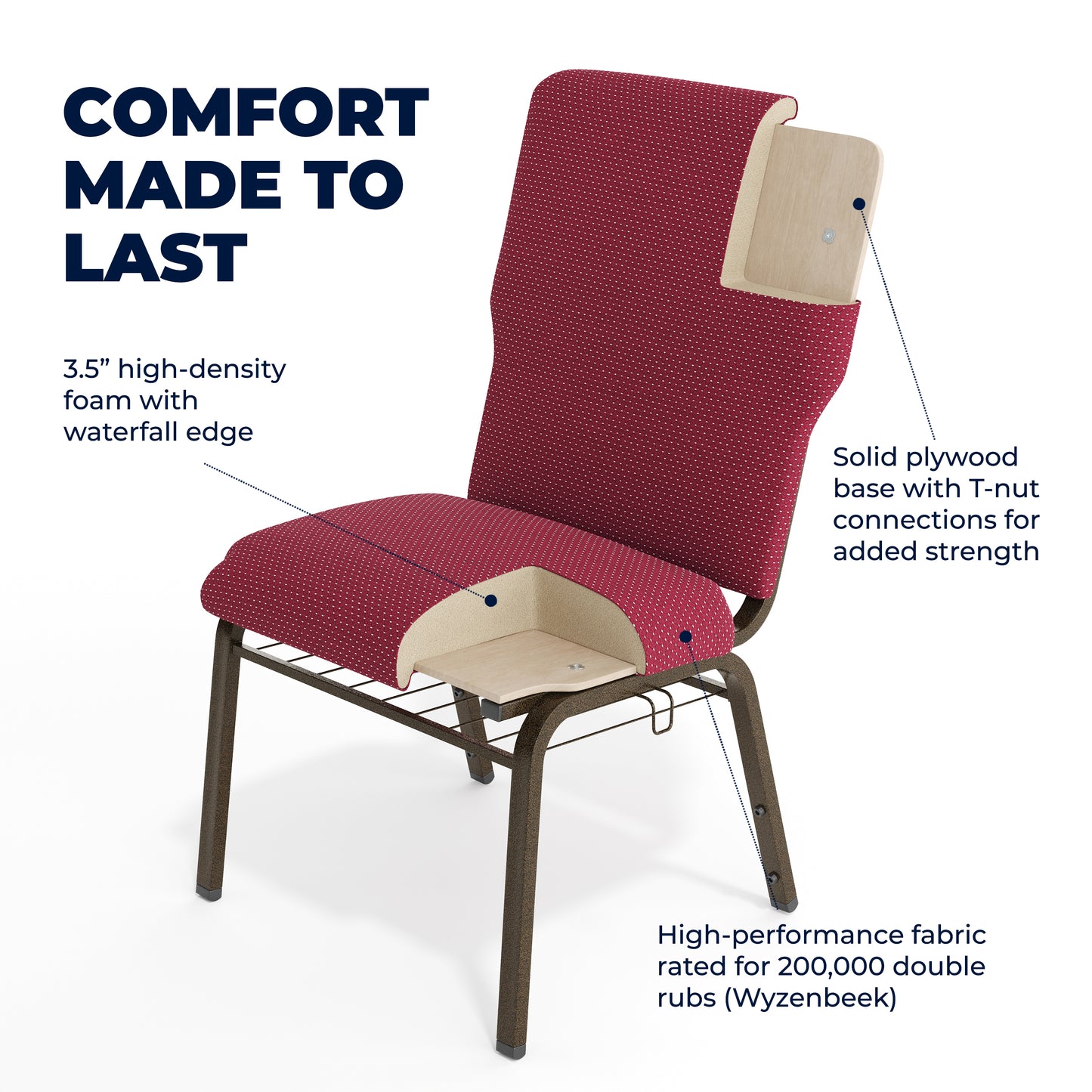 Advantage Burgundy Pattern Discount Church Chair - 21 in. Wide
