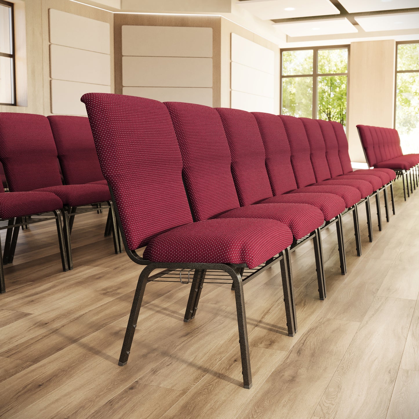 Advantage Burgundy Pattern Discount Church Chair - 21 in. Wide
