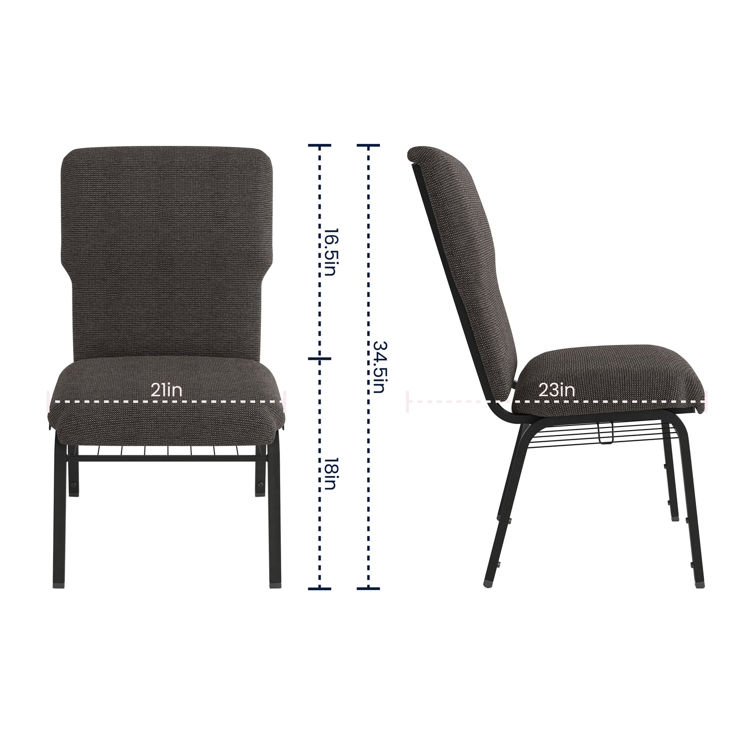 Advantage Black Marble Discount Church Chair - 21 in. Wide