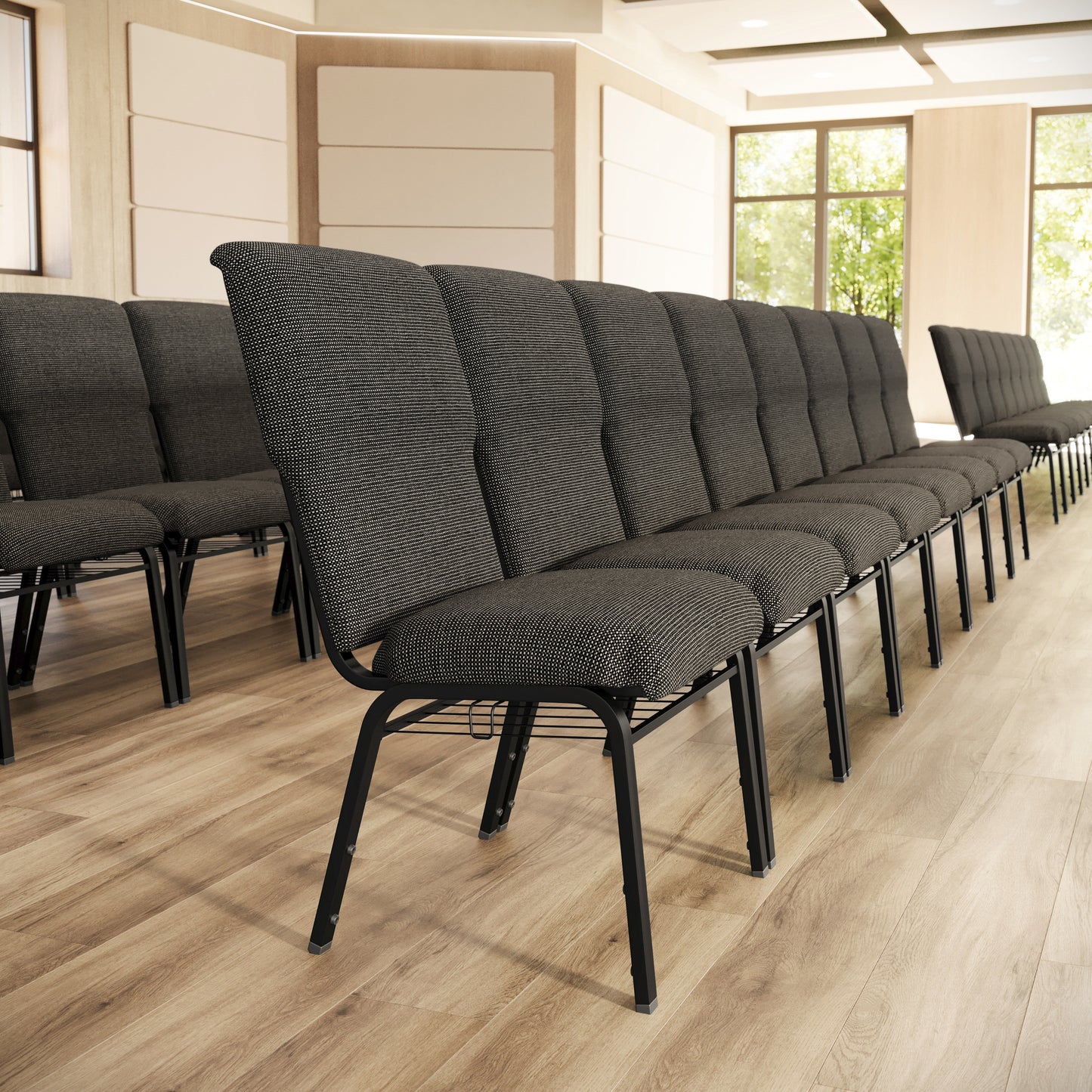 Advantage Black Marble Discount Church Chair - 21 in. Wide