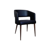 Open Back Wood Grain Metal Framed Chair with Black Vinyl Upholstery