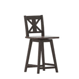 Gwendolyn Commercial Grade Solid Wood Modern Farmhouse Swivel Counter Height Barstool in Gray Wash Walnut
