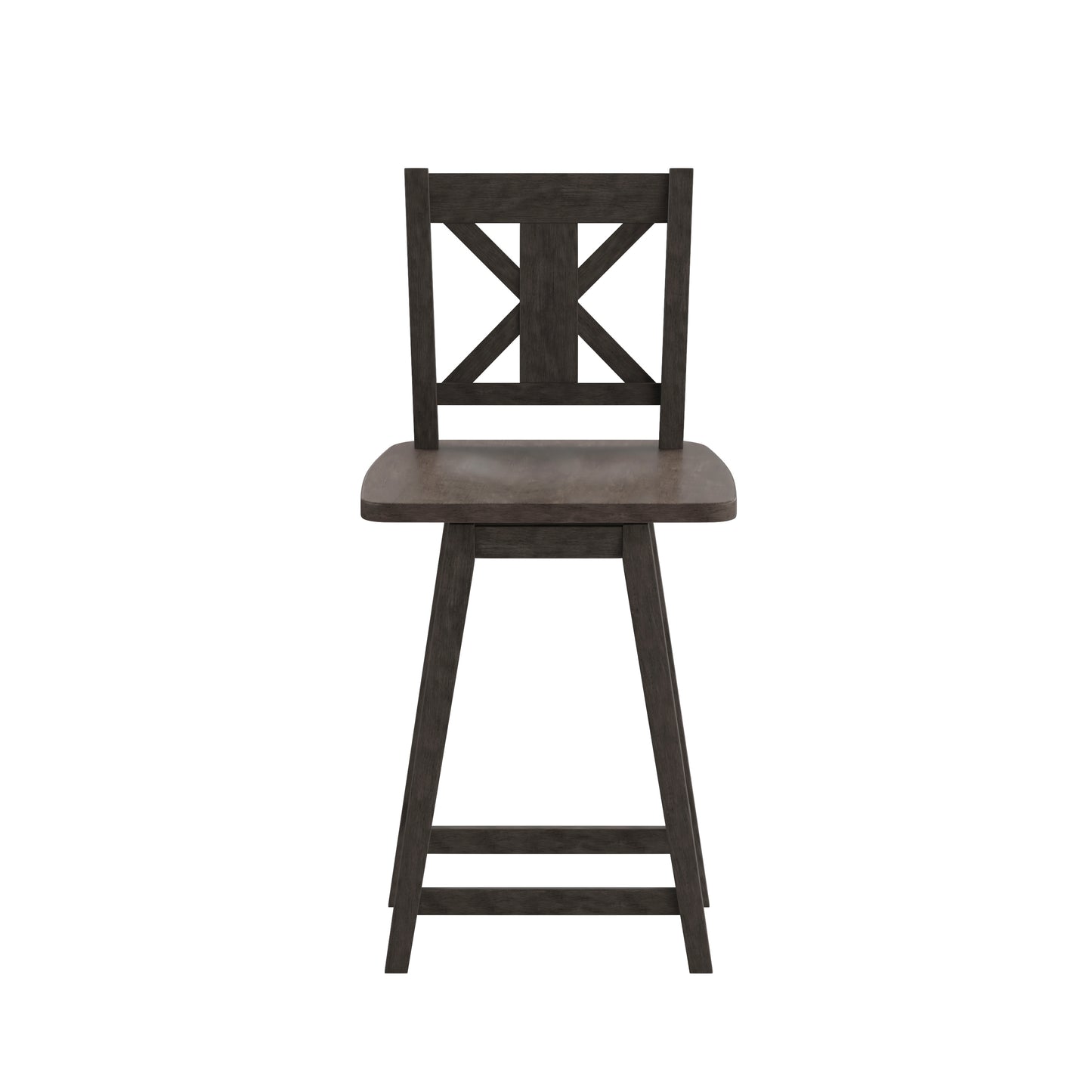 Gwendolyn Commercial Grade Solid Wood Modern Farmhouse Swivel Counter Height Barstool in Gray Wash Walnut