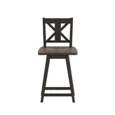 Gwendolyn Commercial Grade Solid Wood Modern Farmhouse Swivel Counter Height Barstool in Gray Wash Walnut