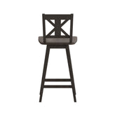 Gwendolyn Commercial Grade Solid Wood Modern Farmhouse Swivel Bar Height Barstool in Gray Wash Walnut