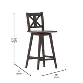 Gwendolyn Commercial Grade Solid Wood Modern Farmhouse Swivel Bar Height Barstool in Gray Wash Walnut