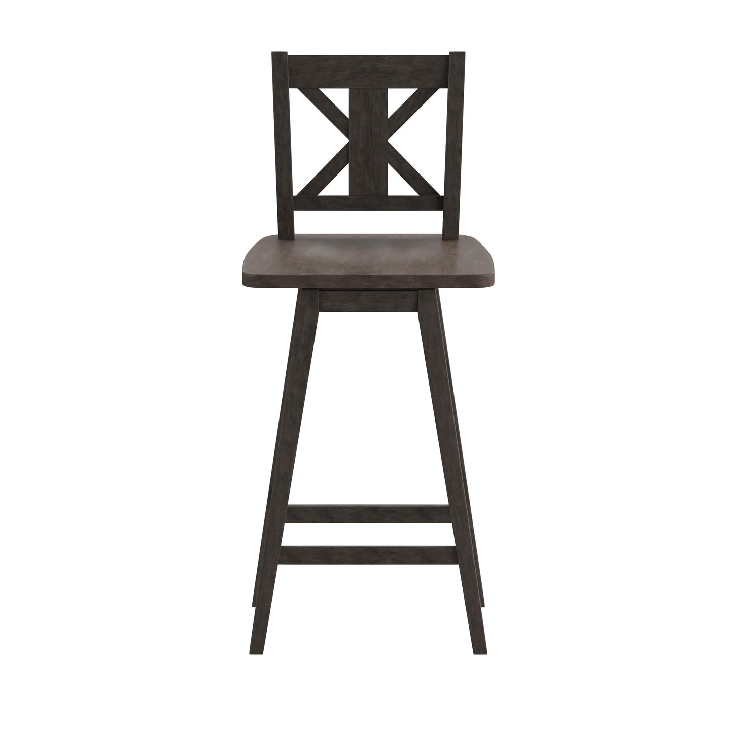 Gwendolyn Commercial Grade Solid Wood Modern Farmhouse Swivel Bar Height Barstool in Gray Wash Walnut
