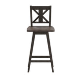 Gwendolyn Commercial Grade Solid Wood Modern Farmhouse Swivel Bar Height Barstool in Gray Wash Walnut