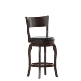 Nichola Commercial Grade Classic Open Back Swivel Counter Height Pub Barstool with Bowed Wooden Frame and Padded LeatherSoft Seat, Espresso/Black
