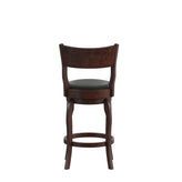 Nichola Commercial Grade Classic Open Back Swivel Counter Height Pub Barstool with Bowed Wooden Frame and Padded LeatherSoft Seat, Espresso/Black