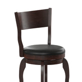 Nichola Commercial Grade Classic Open Back Swivel Counter Height Pub Barstool with Bowed Wooden Frame and Padded LeatherSoft Seat, Espresso/Black