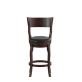 Nichola Commercial Grade Classic Open Back Swivel Counter Height Pub Barstool with Bowed Wooden Frame and Padded LeatherSoft Seat, Espresso/Black