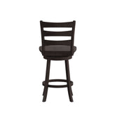 Liesel Commercial Grade Wooden Classic Ladderback Swivel Counter Height Barstool with Solid Wood Seat, Gray Wash Walnut