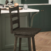 Liesel Commercial Grade Wooden Classic Ladderback Swivel Counter Height Barstool with Solid Wood Seat, Gray Wash Walnut