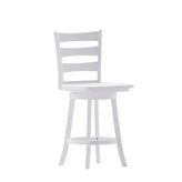 Liesel Commercial Grade Wooden Classic Ladderback Swivel Counter Height Barstool with Solid Wood Seat, Antique White Wash