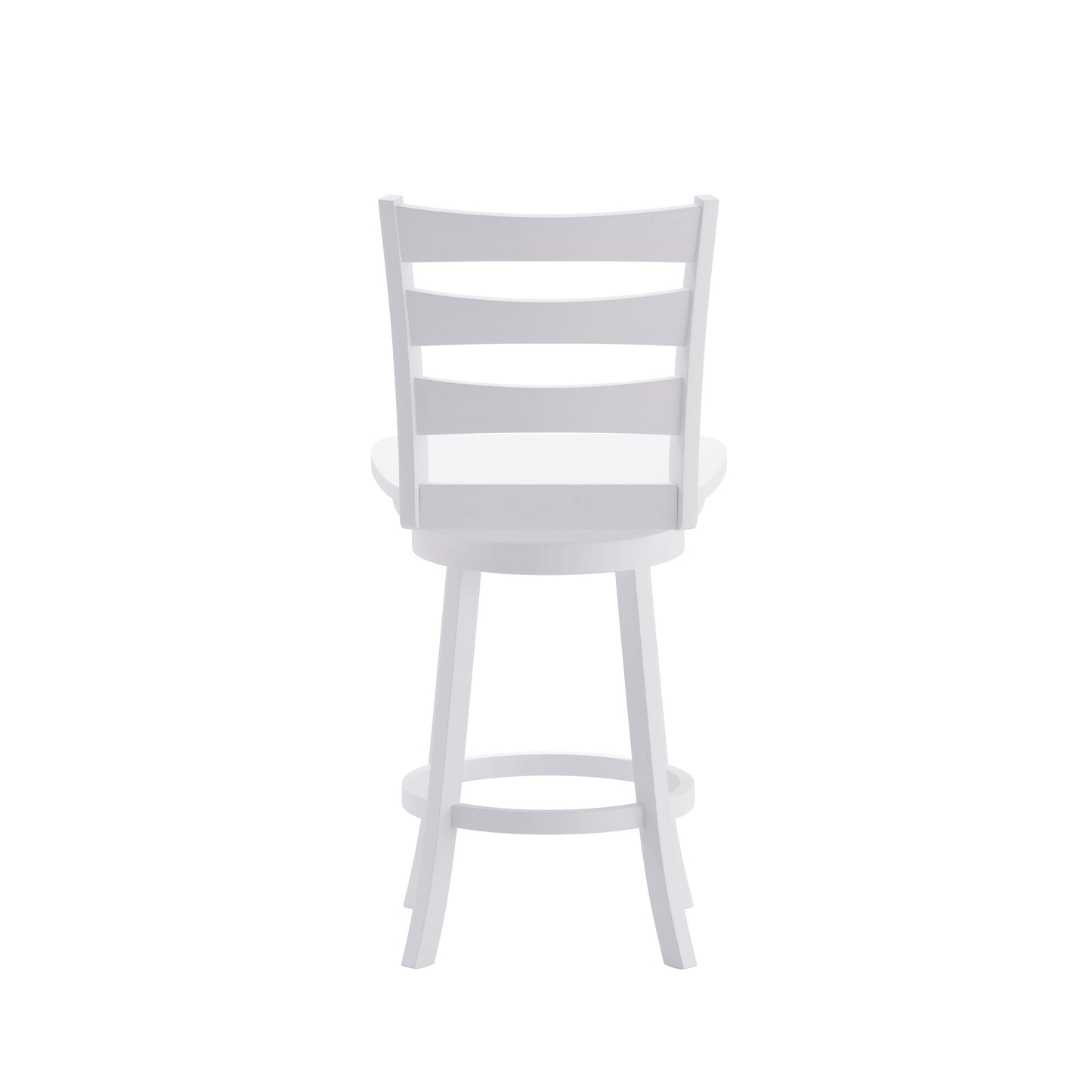 Liesel Commercial Grade Wooden Classic Ladderback Swivel Counter Height Barstool with Solid Wood Seat, Antique White Wash