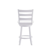 Liesel Commercial Grade Wooden Classic Ladderback Swivel Counter Height Barstool with Solid Wood Seat, Antique White Wash