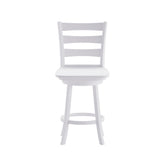 Liesel Commercial Grade Wooden Classic Ladderback Swivel Counter Height Barstool with Solid Wood Seat, Antique White Wash