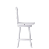Liesel Commercial Grade Wooden Classic Ladderback Swivel Counter Height Barstool with Solid Wood Seat, Antique White Wash