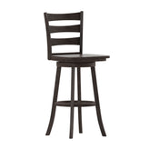 Liesel Commercial Grade Wooden Classic Ladderback Swivel Bar Height Barstool with Solid Wood Seat, Gray Wash Walnut