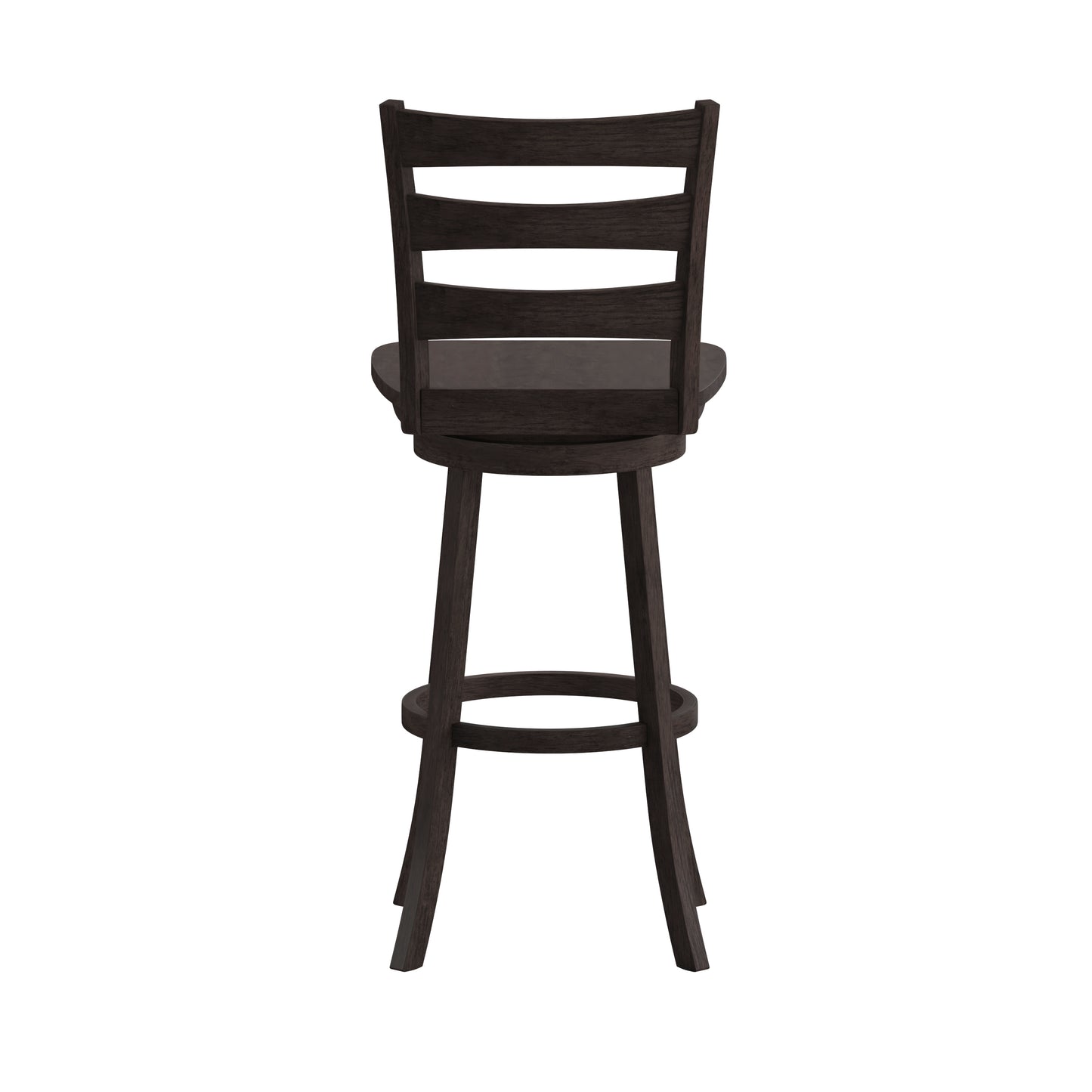 Liesel Commercial Grade Wooden Classic Ladderback Swivel Bar Height Barstool with Solid Wood Seat, Gray Wash Walnut