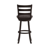 Liesel Commercial Grade Wooden Classic Ladderback Swivel Bar Height Barstool with Solid Wood Seat, Gray Wash Walnut