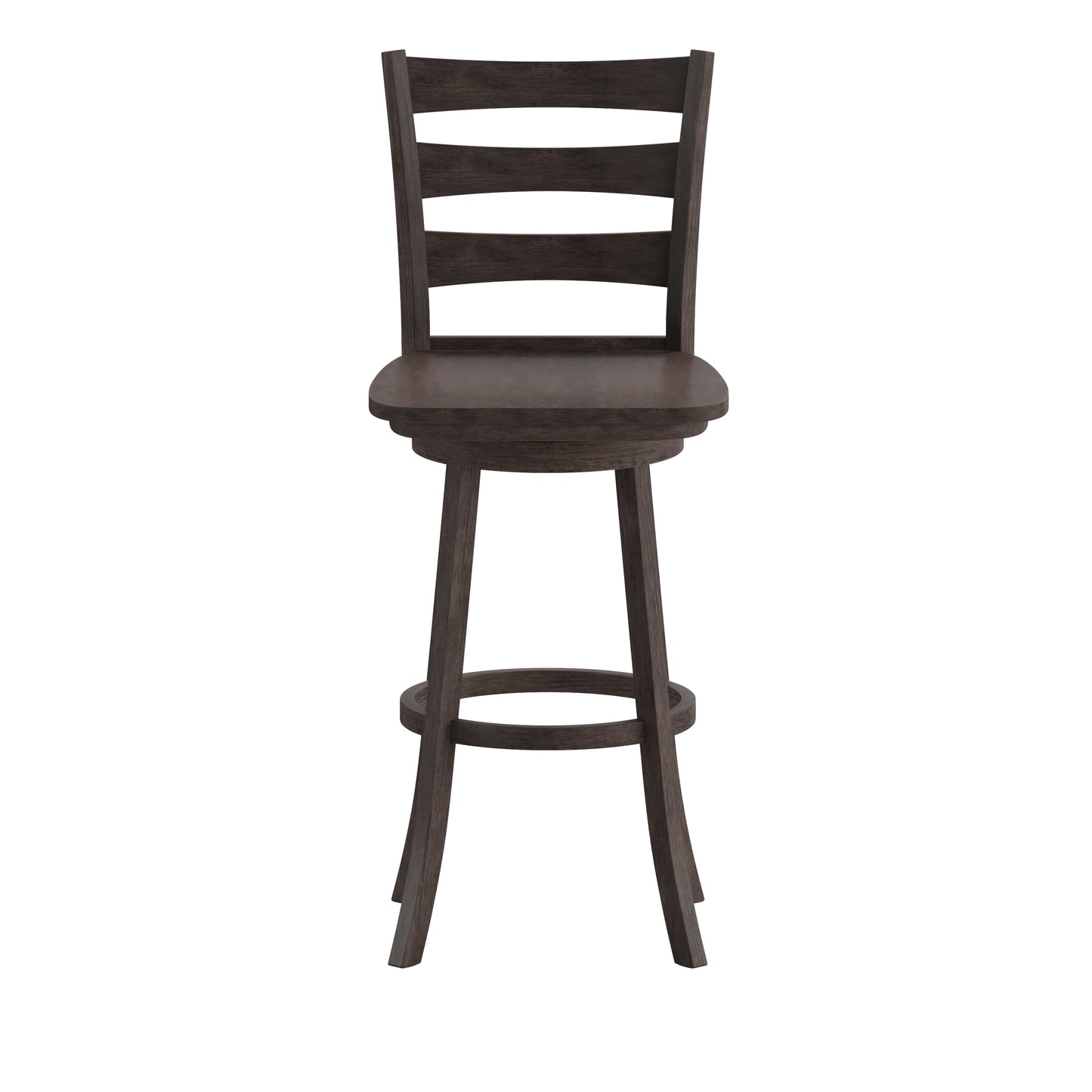 Liesel Commercial Grade Wooden Classic Ladderback Swivel Bar Height Barstool with Solid Wood Seat, Gray Wash Walnut