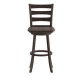 Liesel Commercial Grade Wooden Classic Ladderback Swivel Bar Height Barstool with Solid Wood Seat, Gray Wash Walnut