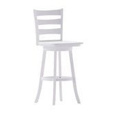 Liesel Commercial Grade Wooden Classic Ladderback Swivel Bar Height Barstool with Solid Wood Seat, Antique White Wash