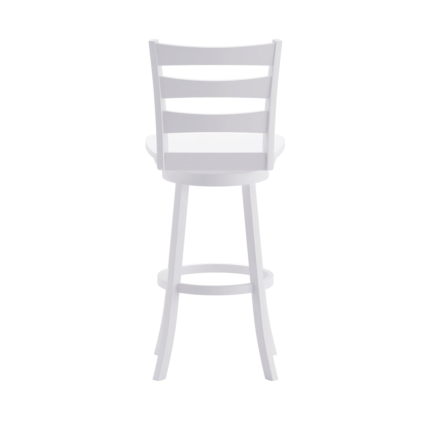 Liesel Commercial Grade Wooden Classic Ladderback Swivel Bar Height Barstool with Solid Wood Seat, Antique White Wash