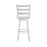 Liesel Commercial Grade Wooden Classic Ladderback Swivel Bar Height Barstool with Solid Wood Seat, Antique White Wash