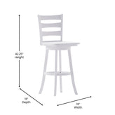 Liesel Commercial Grade Wooden Classic Ladderback Swivel Bar Height Barstool with Solid Wood Seat, Antique White Wash