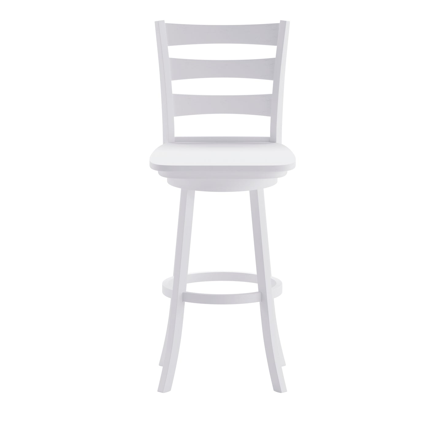 Liesel Commercial Grade Wooden Classic Ladderback Swivel Bar Height Barstool with Solid Wood Seat, Antique White Wash
