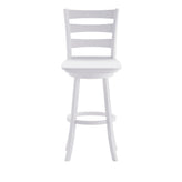Liesel Commercial Grade Wooden Classic Ladderback Swivel Bar Height Barstool with Solid Wood Seat, Antique White Wash