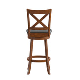 Felicity Commercial Grade Wood Classic Crossback Swivel Bar Height Barstool with Padded Black LeatherSoft Seat, Antique Oak