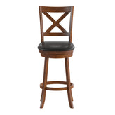 Felicity Commercial Grade Wood Classic Crossback Swivel Bar Height Barstool with Padded Black LeatherSoft Seat, Antique Oak