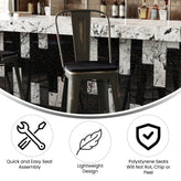 Carly Commercial Grade 30" High Copper Metal Indoor-Outdoor Barstool with Back with Black Poly Resin Wood Seat