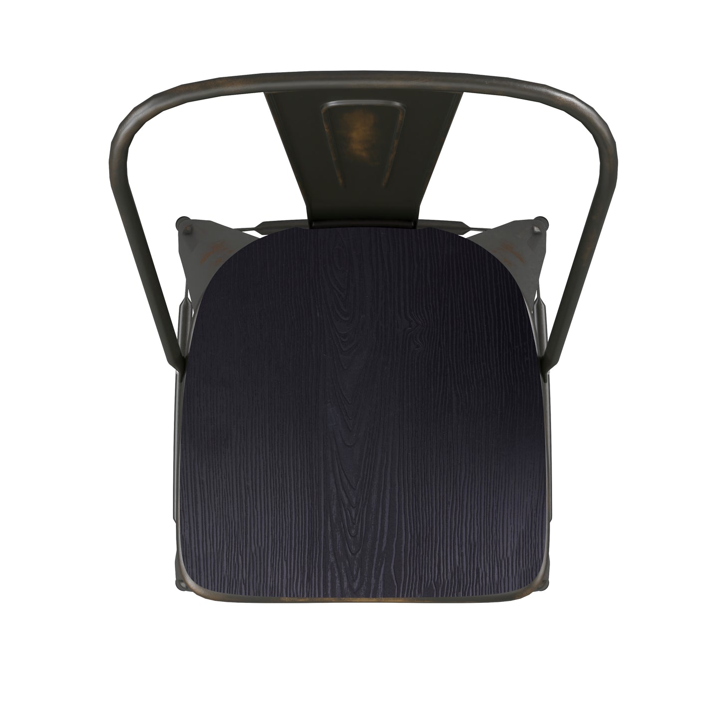 Carly Commercial Grade 30" High Copper Metal Indoor-Outdoor Barstool with Back with Black Poly Resin Wood Seat
