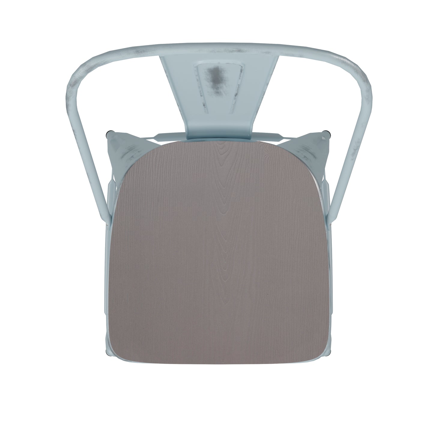Carly Commercial Grade 30" High Green-Blue Metal Indoor-Outdoor Barstool with Back with Gray Poly Resin Wood Seat