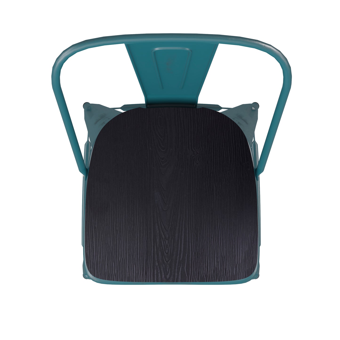 Carly Commercial Grade 30" High Kelly Blue-Teal Metal Indoor-Outdoor Barstool with Back with Black Poly Resin Wood Seat