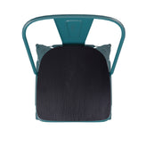Carly Commercial Grade 30" High Kelly Blue-Teal Metal Indoor-Outdoor Barstool with Back with Black Poly Resin Wood Seat