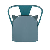 Carly Commercial Grade 30" High Kelly Blue-Teal Metal Indoor-Outdoor Barstool with Back with Teal-Blue Poly Resin Wood Seat