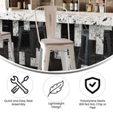 Carly Commercial Grade 30" High White Metal Indoor-Outdoor Barstool with Back with Gray Poly Resin Wood Seat