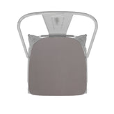 Carly Commercial Grade 30" High White Metal Indoor-Outdoor Barstool with Back with Gray Poly Resin Wood Seat
