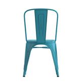 Tenley Commercial Grade Distressed Blue Metal Indoor-Outdoor Stackable Chair