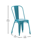 Tenley Commercial Grade Distressed Blue Metal Indoor-Outdoor Stackable Chair